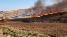 Wildfire breaks out on Winter Hill near Bolton, northwest England
