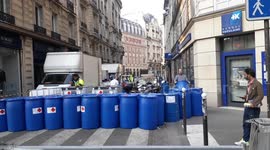 Hydroalcoholic gels made in an outdoor laboratory. Paris. 28march2020