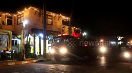 Trucks spray food markets with disinfectant to stop COVID-19 in Thailand