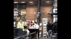 Row in Amsterdam supermarket over rule to pick up sanitized supermarket basket