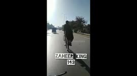 Cycle stunts amazing with local road