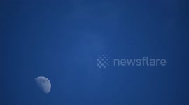 Time-lapse of moon rising above the skies of Lancashire UK during lockdown