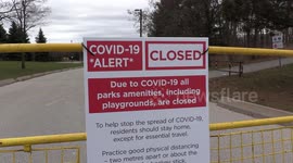 Toronto parks playgrounds and basketball courts and other public spaces closed due to COVID 19 pandemic to help slow the spread of deadly disease