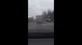 Bosnian city transport - bus burns and drives