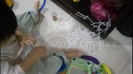 Toddler makes house in a mess amid quarantine