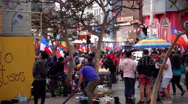 People gathered protesting in the main square of the city