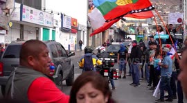 People gathered protesting in the main square of the city