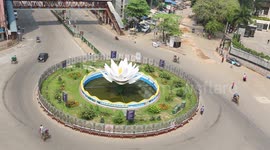 Bangladesh: The busiest Shapla Chattar as the commercial hub of Dhaka’s traffic is too empty.