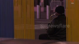 Saxophone Player in Empty Times Square