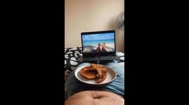 Eating bagels on the beach... quarantine style