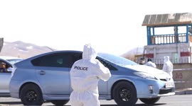 Mongolian Police officer and Doctors are preparing to receive in the international Airport