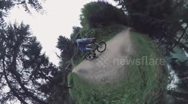 Crazy 360 Fisheye Camera films Mountainbike Rider!