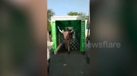 COVID PREVENTION: Disinfectant tunnels capable of sanitizing thousands of people come up at agricultural market in northern India