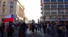 Newsflare Edit - Protesters suffering the effects of tear gas in the central square of the city