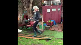 The Chicken King is at it again! Quarantined man in California recreates 'Tiger King' trying to surf