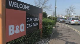 Easter Bank Holiday - Long queues at DIY store B&Q in Nottingham despite coronavirus lock down.