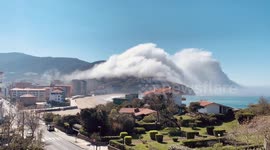 Watch as sea mist mesmerisingly rolls up and over coastal cliffs in Spain