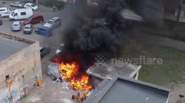 Fire in the yard of the house