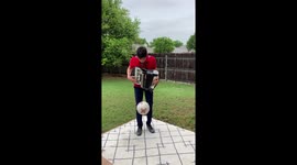 Multitask master! Talented Texas boy juggles soccer ball while playing accordian