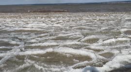 Hundreds of ice chunks wash up on Wisconsin shore from Lake Superior
