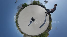 Tiny Planet Scooter Jump / Crazy 360 Camera fisheye tech