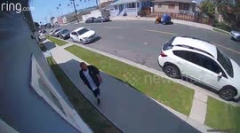 Man slams his face on the side of the house