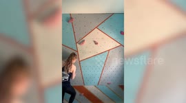 An astonishing teen built a climbing wall in her room all by herself