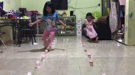 Two sisters in Indonesia played inside the house during the Covid-19 outbreak