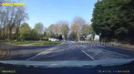 Motorcyclist speeds along quiet roads during UK lockdown