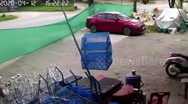 Car Skids Out Of Control And Hits 'Lucky' Tree