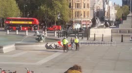 Police In London Question Two People In Trafalgar Square 