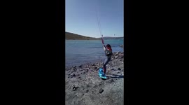 This was the moment a kitesurfer was sent flying after stunt doesn't go to plan
