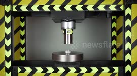 Serbian YouTubers show you how destructive a hydraulic press can be (Smashing household objects)