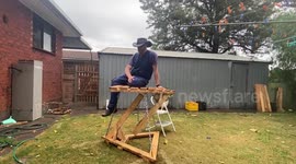 Aussie builds impressive tensegrity table so strong he can stand on it