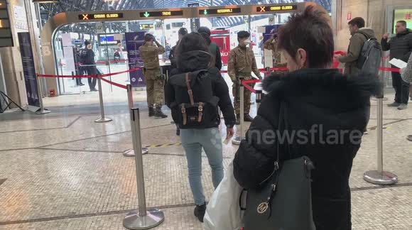 Police Checkpoint at Milano Centrale Station During Corona Virus