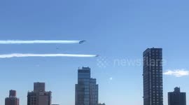 Blue Angels and Thunderbirds fly over New York to salute first responders