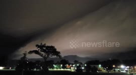 Shocking shelf cloud with strong line of thunderstorms over the University of Louisiana