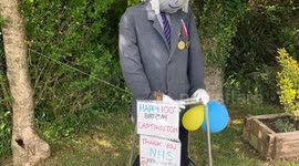 Tributes to captain Tom as more scarecrows appear as part of fundraising campaign foe local family support group during Covid-19