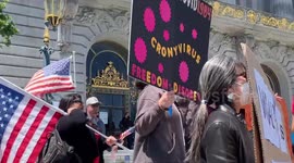 EXTENDED LOOK: Protesters ralley against the stay-at-home order in San Francisco