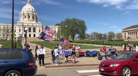 Anti-Lockdown Protesters Fight the Wind in Front of the Minnesota State Capitol