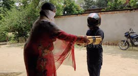 Nationwide lockdown was relaxed amid Covid-19 in India, essential items gets delivered in a village by Amazon in Northern India.