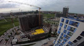 Construction site back to work after the government eases the lockdown measures.