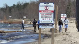Not much left of the once massive Wasaga beach in Ontario Canada due to record high water levels on the Great lakes combined with COVID 19 business closures could mean disaster for local economy