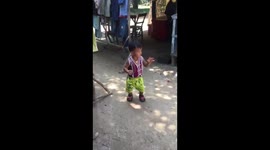 The young boy dancing