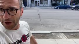 Jogger spots someone with two meter social distancing stick