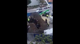 LAPD pull Giant Metal statue off Man