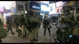 Riot police subdue one protester in Hong Kong's Mong Kok