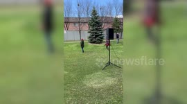 Volunteers dance for residents at homeless shelter in Canada during lockdown