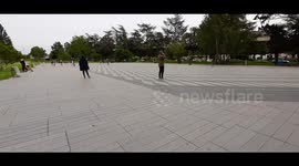 As the lockdown comes to an end in France, kids start to play again in the streets of Nantes