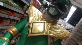 Filipino man wears green Power Ranger suit as PPE to go shopping